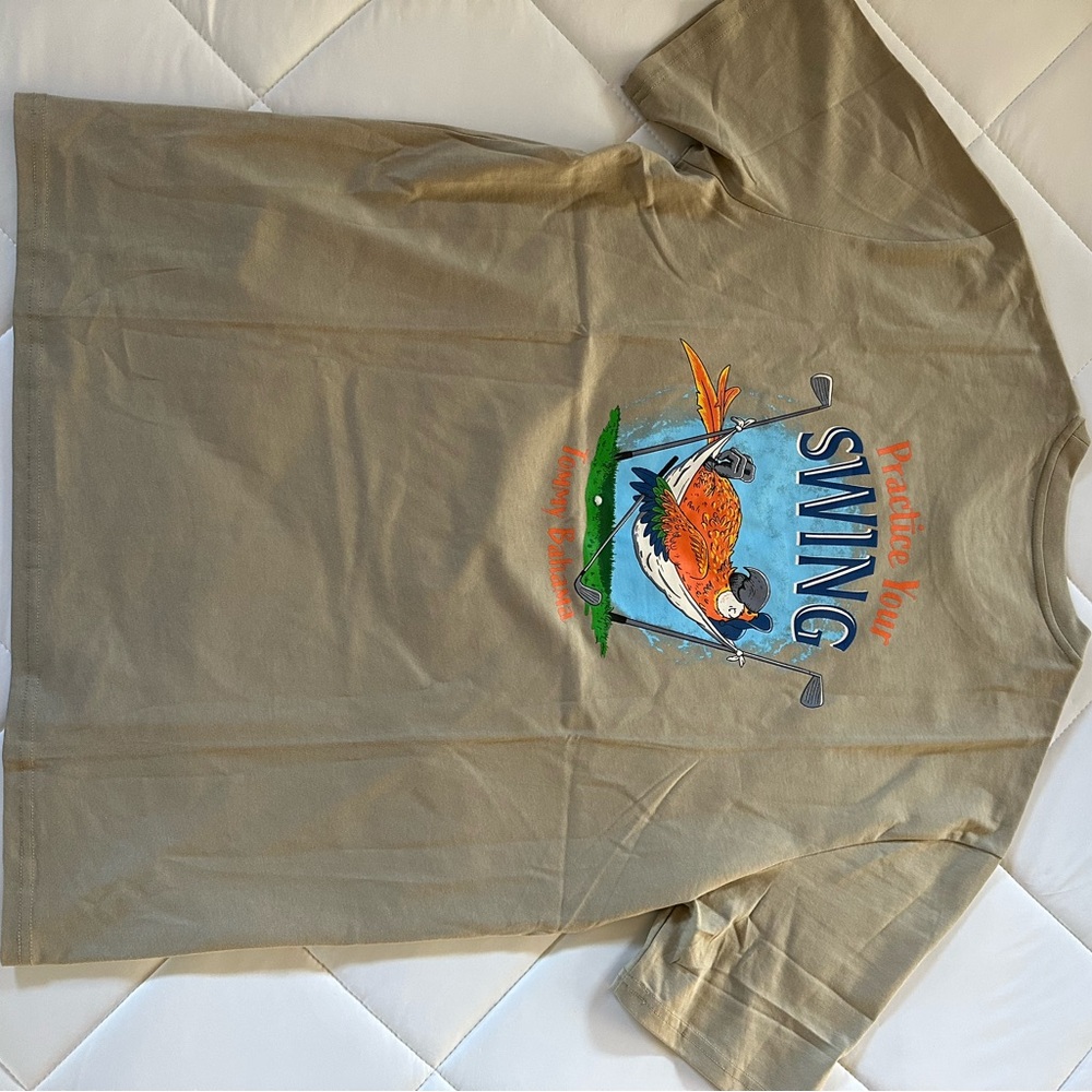 New Tommy Bahama PRACTICE YOUR SWING T-shirt Size Mens L Tan/Beige, NWT - Picture 2 of 5